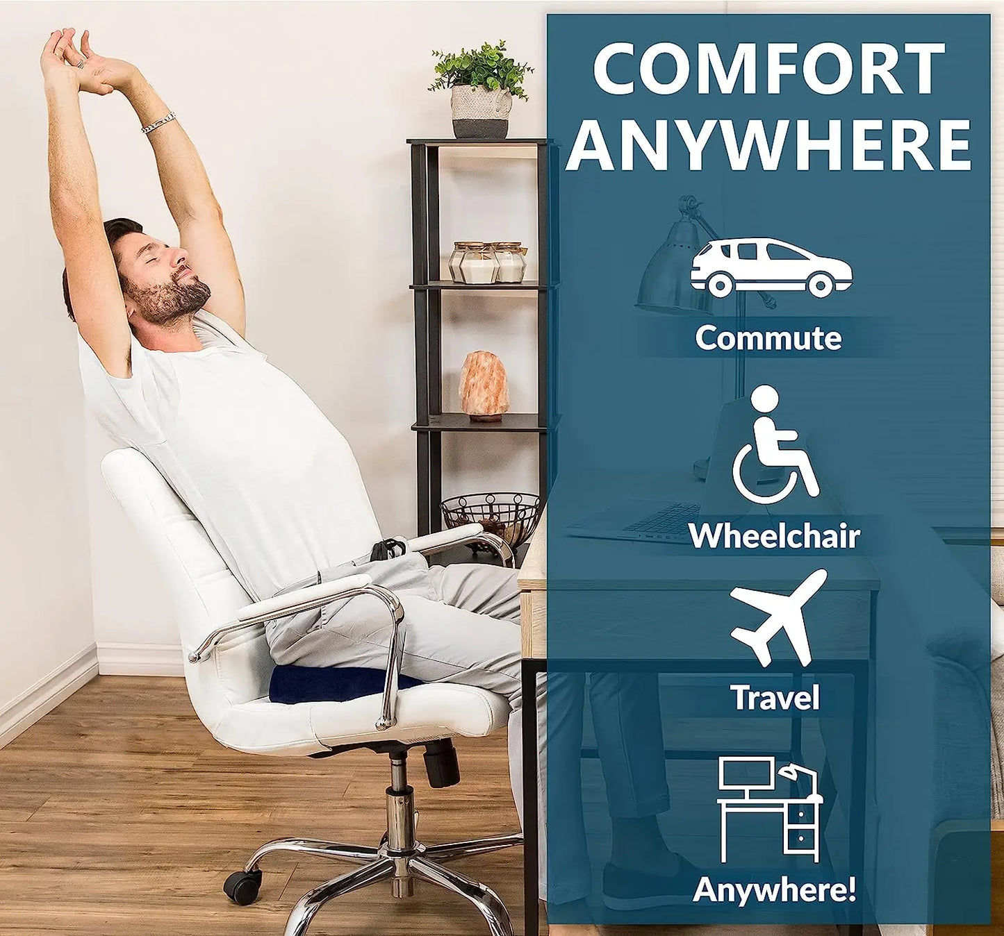 Ergonomic Gel Memory Foam Seat Cushion for Office Chair and Car
