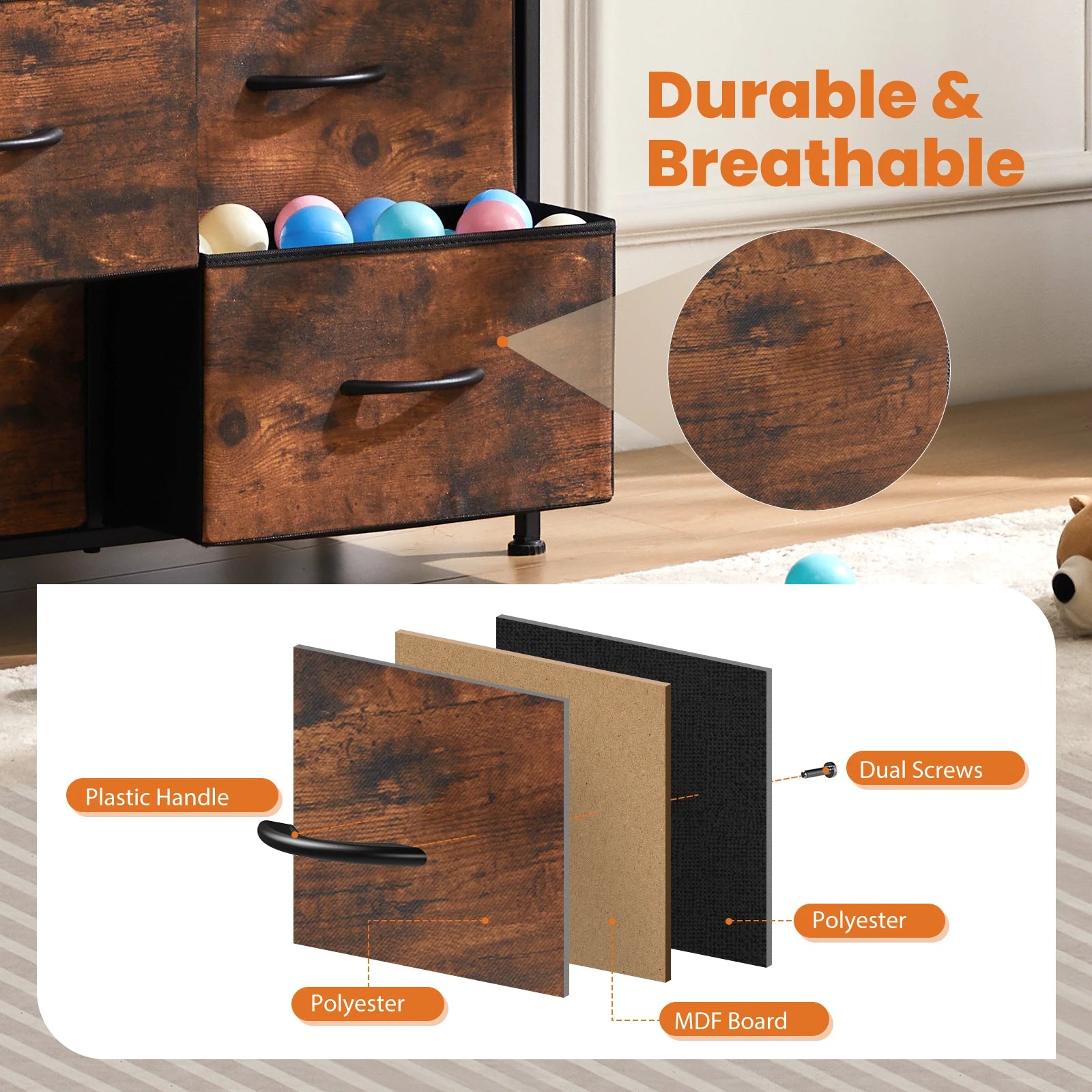 9-Drawer Fabric Dresser Storage Organizer for Bedroom & Nursery - 5