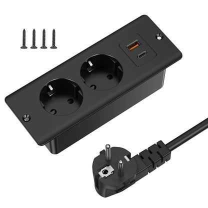 German Standard Dual Socket with PD 20W USB-C & 2.4A USB Fast Charging