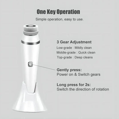 4-in-1 Electric Facial Cleansing Brush - Waterproof Rechargeable Skin Spa Kit