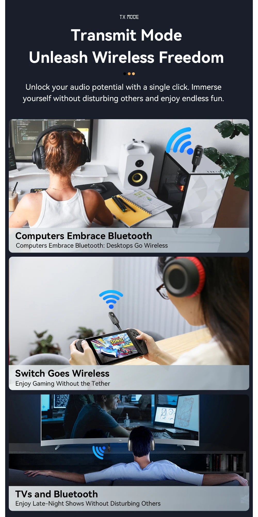 Essager 2-in-1 Bluetooth 5.1 Transmitter & Receiver for TV, Car & Audio