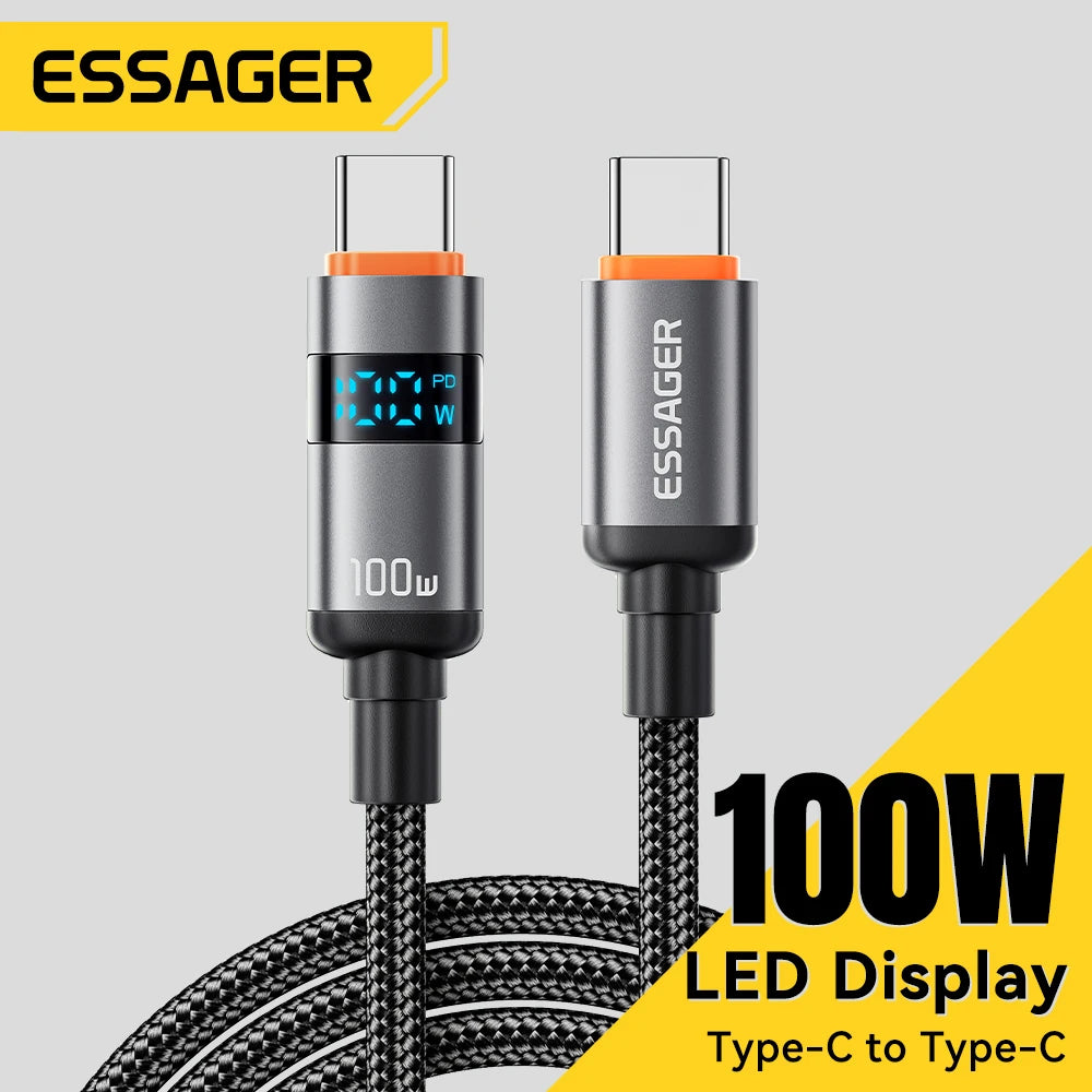 100W USB-C to USB-C Fast Charging Cable with LED Display
