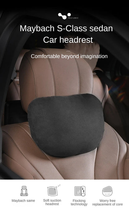 Memory Foam Car Neck Pillow - Suede Headrest Support Cushion