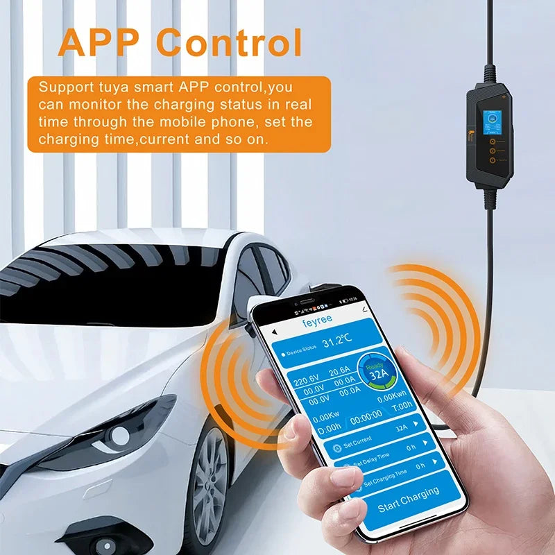 Portable EV Charger for Tesla & NACS - Smart APP Control & Fast Charging - 4