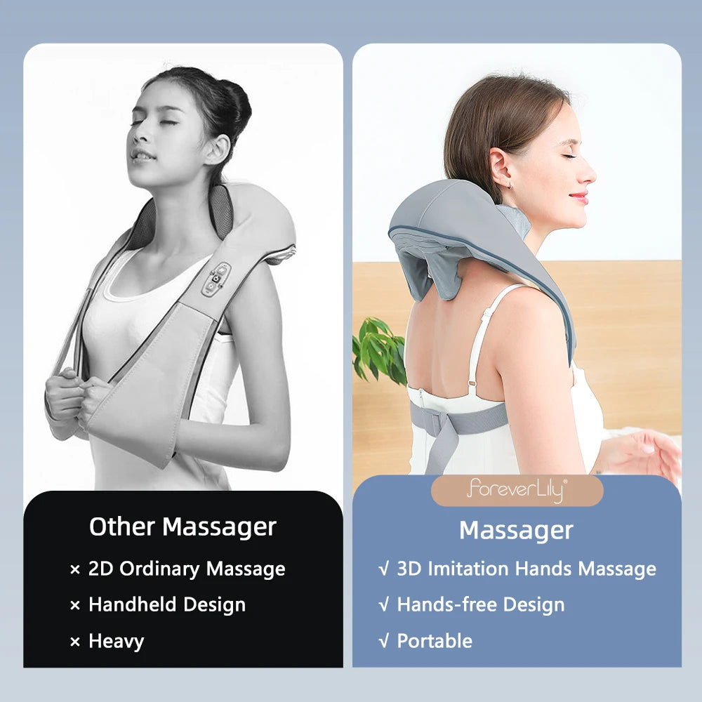 Cordless 3D Neck & Shoulder Massager for Pain Relief