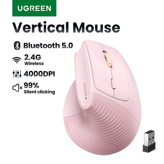 Ergonomic Vertical Wireless Mouse - Bluetooth & 2.4G 4000DPI Silent Mouse