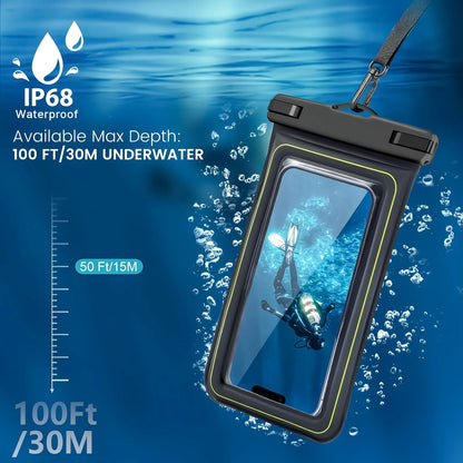 IP68 Floating Waterproof Phone Pouch for Swimming & Beach (Fits up to 6.8")