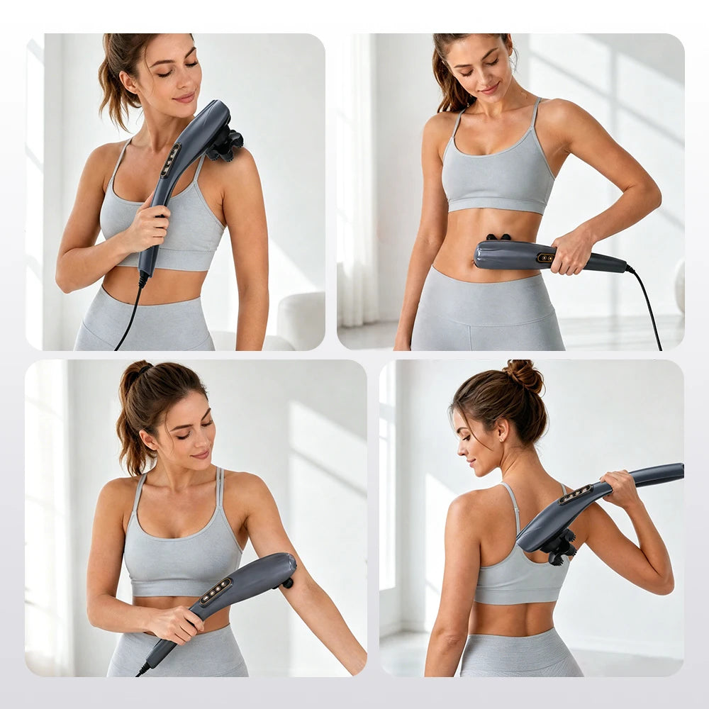 Electric Dolphin Percussion Body Massager with 6 Interchangeable Heads