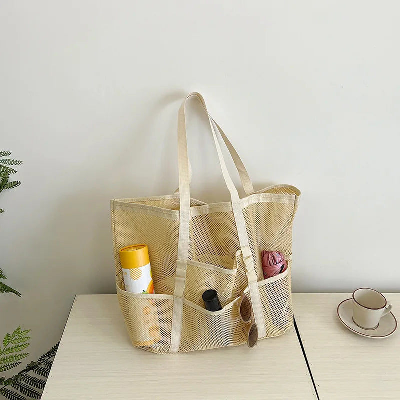 Luxury Canvas Mesh Beach Tote