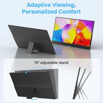 15.6" Portable FHD 1080P Monitor - Slim IPS USB-C & HDMI Travel Display