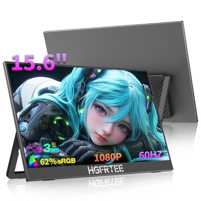 15.6" FHD Portable Monitor - IPS Gaming Laptop Display with USB-C & HDMI
