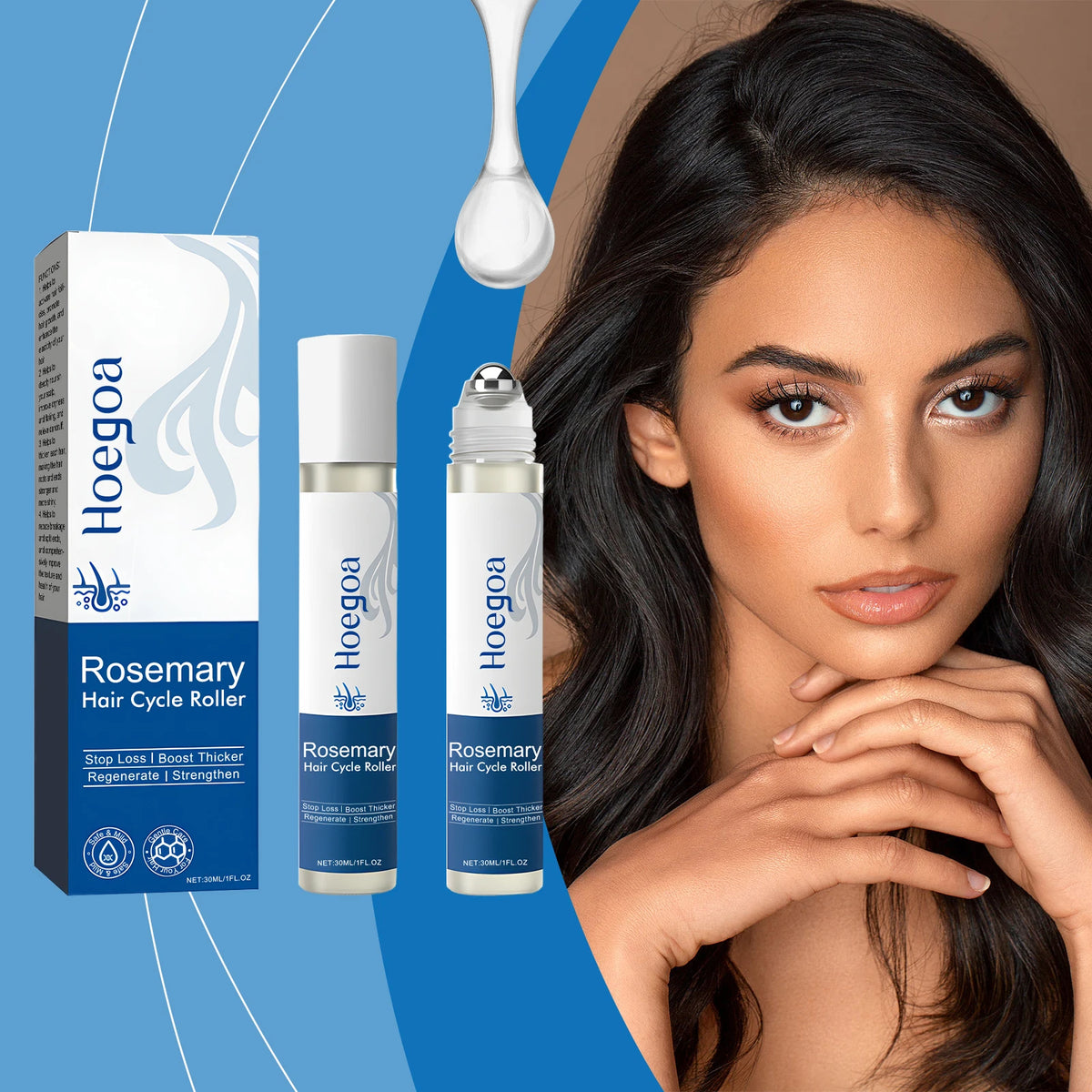 Rosemary Hair Growth Serum Roller for Scalp Stimulation and Damage Repair