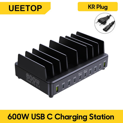600W 10-Port GaN Desktop Charging Station - Fast PD 3.1 USB-C Charger