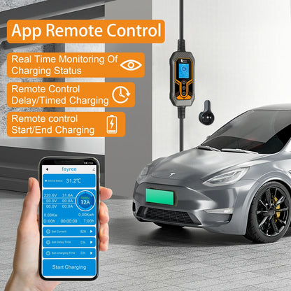 7KW Portable EV Charger Type 2, 32A Adjustable Smart WiFi Fast Car Charger