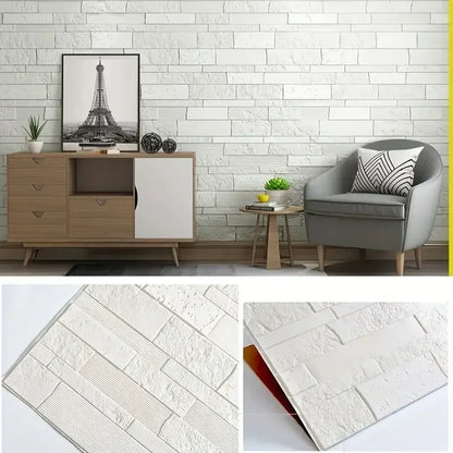 3D Brick Peel & Stick Wall Panels - Waterproof Self-Adhesive Decor