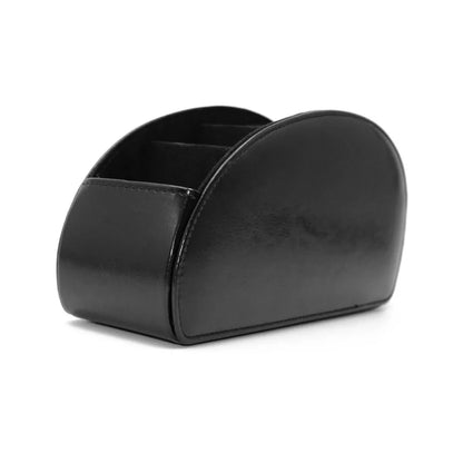 5-Compartment PU Leather Remote Control Organizer Desktop Storage Box