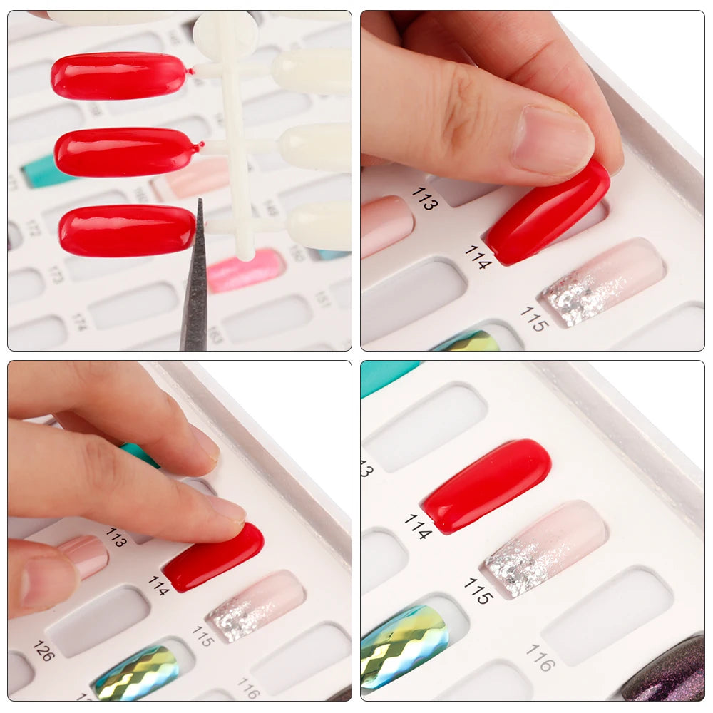 160 Colors Nail Swatch Book & False Nail Tips Display Chart