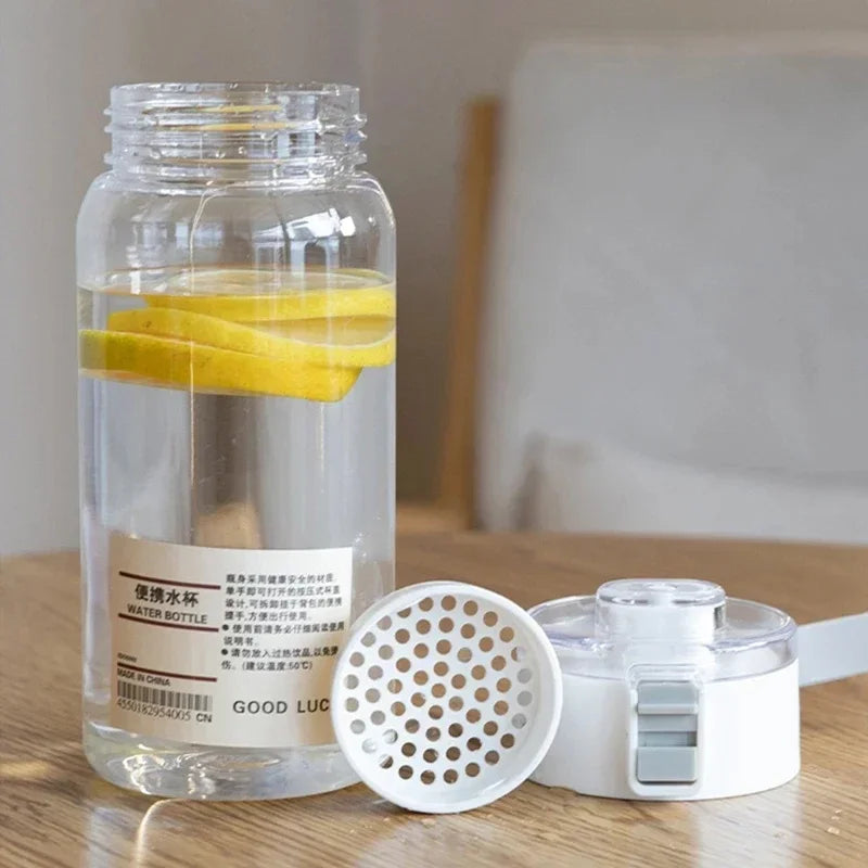 Clear Motivational Sports Water Bottle with Time Scale & Tea Infuser