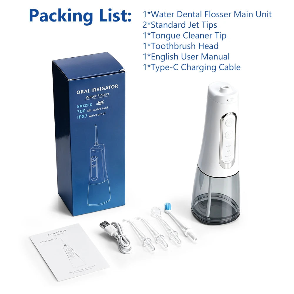 Professional Cordless Water Dental Flosser for Teeth Cleaning & Gum Health - 16