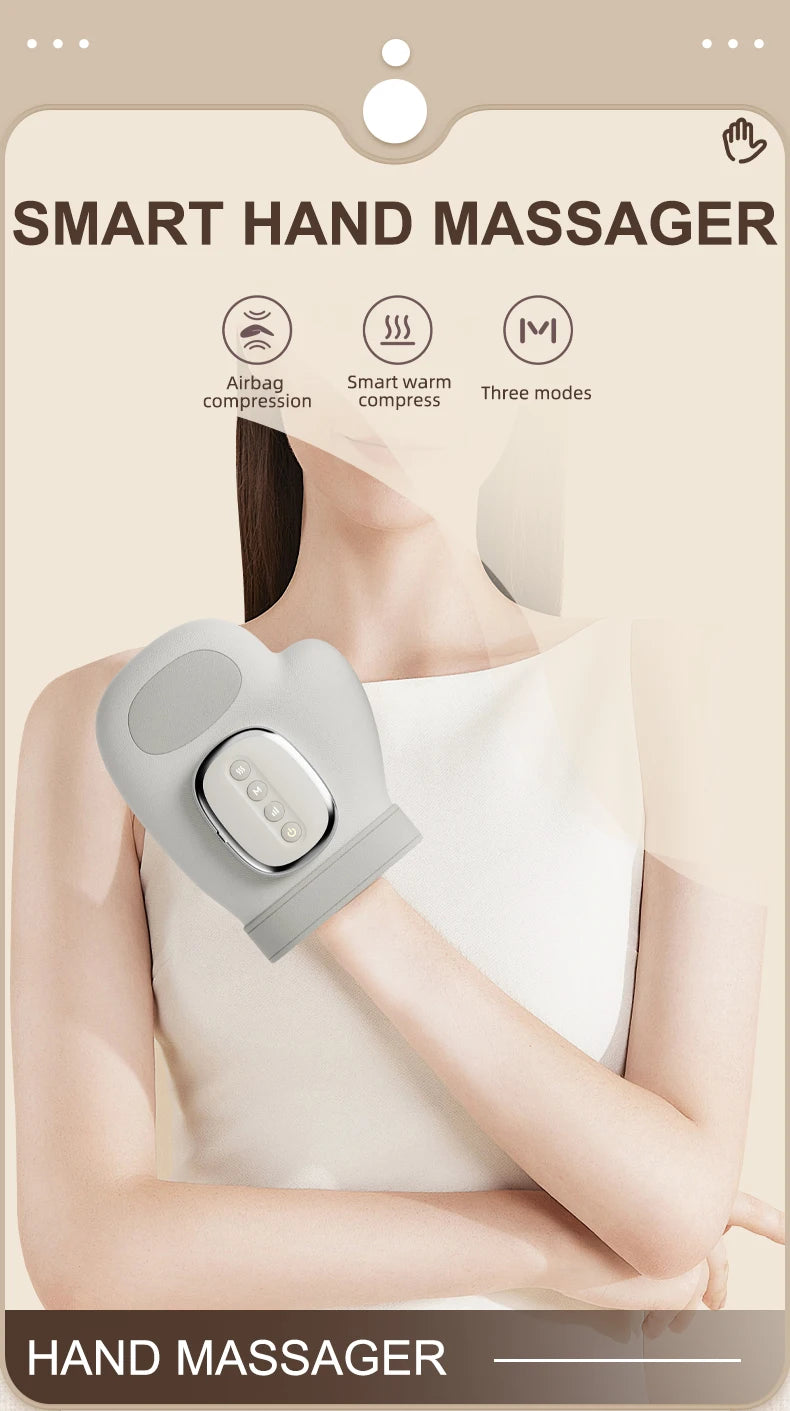 Electric Hand Massager with Airbag Compression & Heat Therapy for Pain Relief