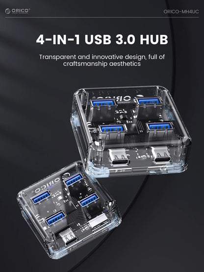 ORICO 4-Port USB-C Hub - High-Speed 5Gbps Data Transfer & Power Supply