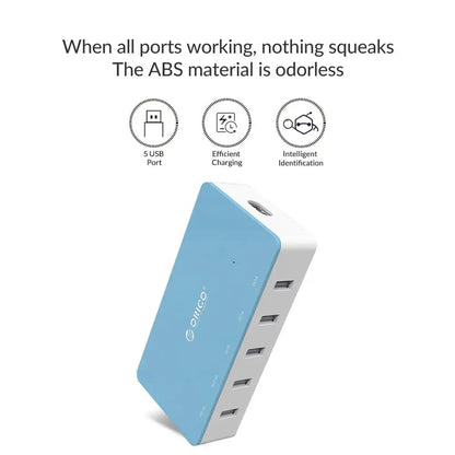 Multi-Port Desktop USB Charging Station - 5-Port Fast Home Office Hub