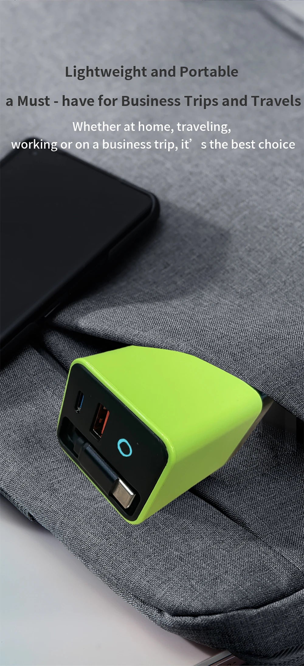 80W Fast USB-C Car Charger with Retractable Cable for iPhone & Laptop