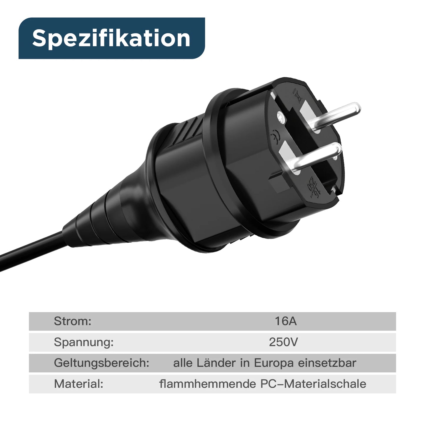 IP44 Waterproof Schuko Plug - Heavy Duty 16A 250V Rewireable EU Power Connector
