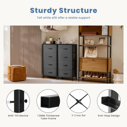 4-Drawer Bedroom Dresser & Nightstand with Sturdy Metal Frame