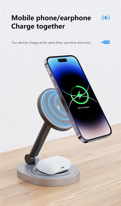2-in-1 Foldable Magnetic Wireless Charging Station for iPhone & Apple Watch