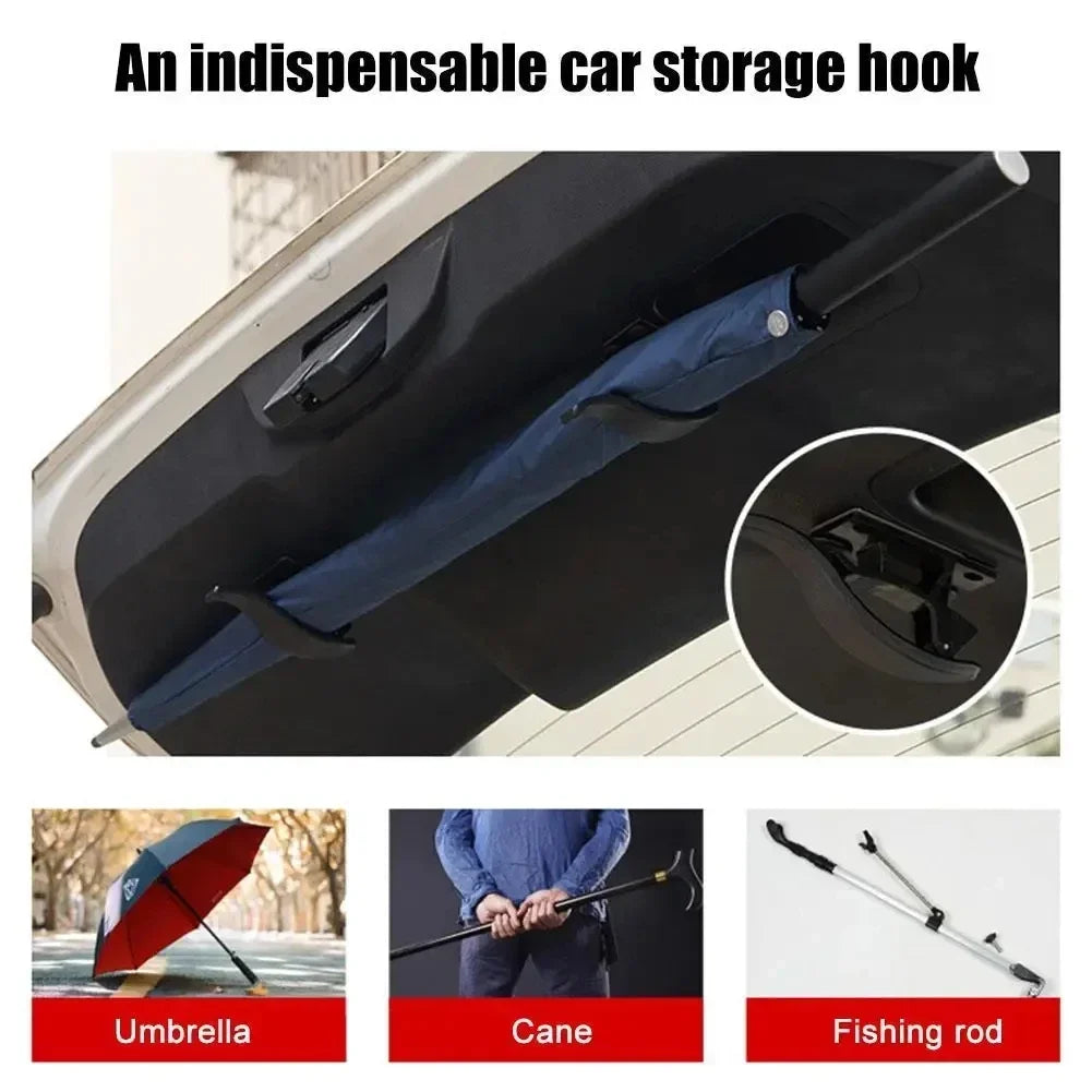 2PCS Car Trunk Umbrella & Grocery Hooks - Universal Organizer Clip