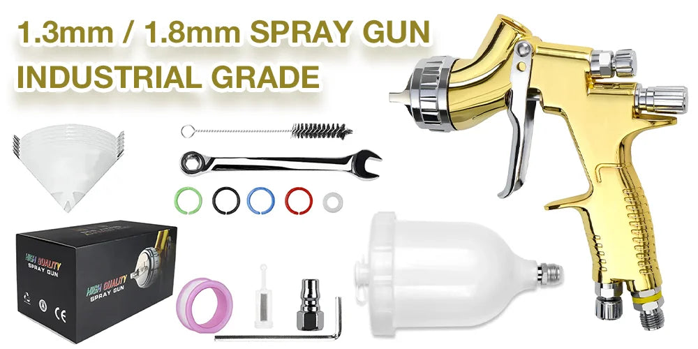 Professional HVLP Air Spray Gun Kit - Auto & Home Paint Sprayer with 600ml Cup