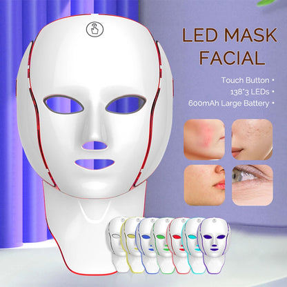 Wireless 7-Color LED Light Therapy Face & Neck Mask