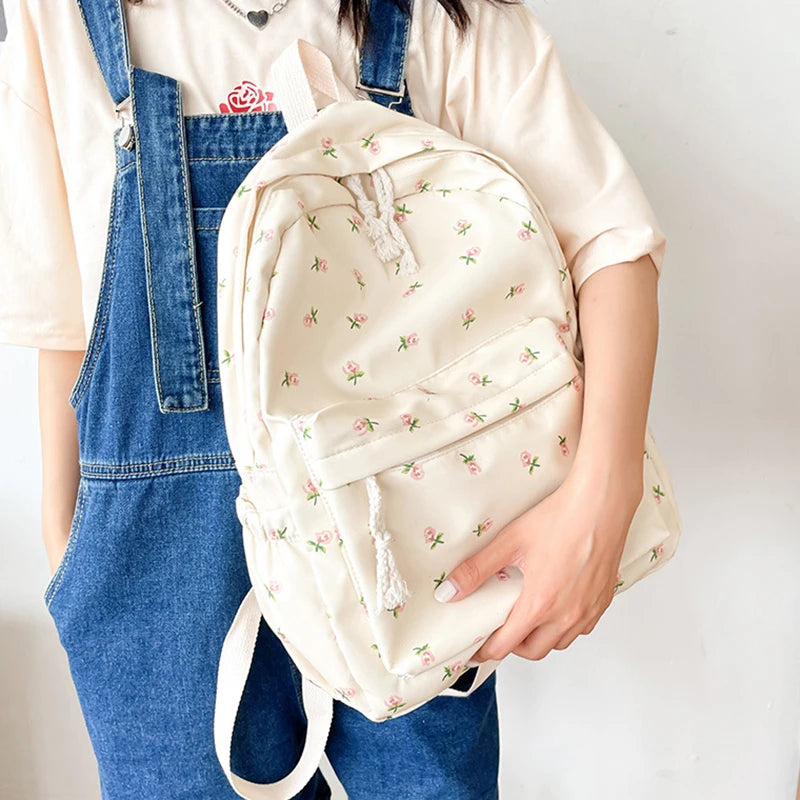Luxury Floral Nylon School Backpack