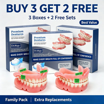 Natural Silicone Cosmetic Teeth Covers - Full Upper & Lower Denture Set