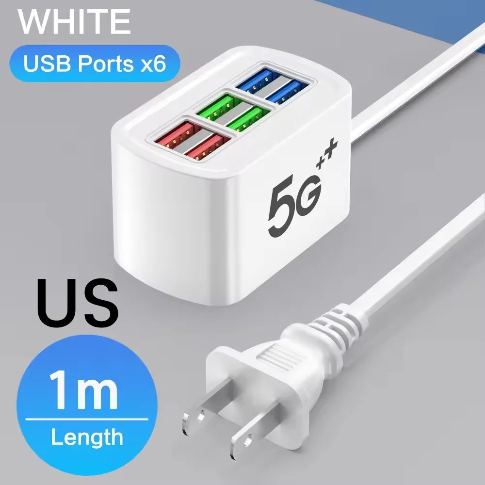 6-Port USB Desktop Fast Charger - Multi-Device Universal Charging Hub - 17