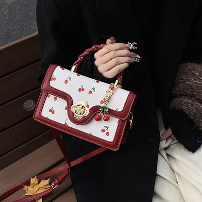 Luxury Cherry Print Crossbody Bag