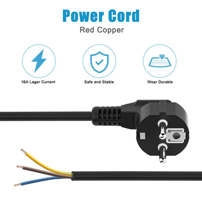 European Standard Power Extension Cord - 16A 2500W Heavy Duty AC Cable