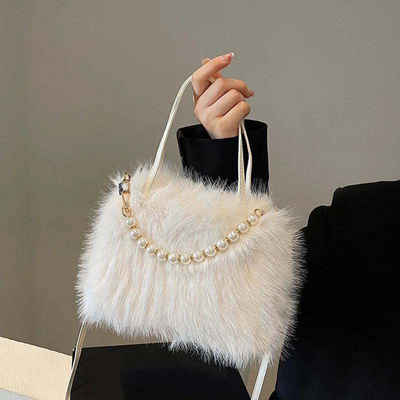 Luxury Plush Pearl Handbag