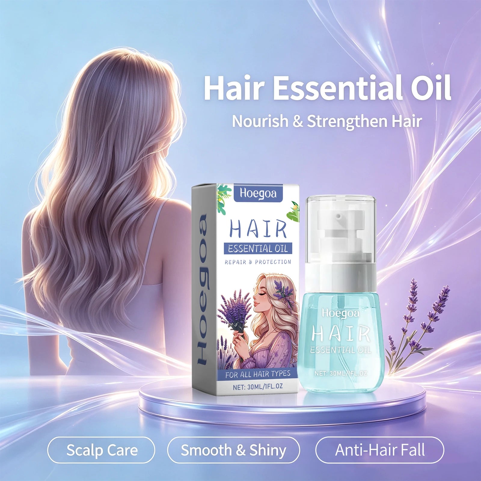 Lavender Hair Essential Oil - Repairing Anti-Frizz & Nourishing Scalp Treatment - 3
