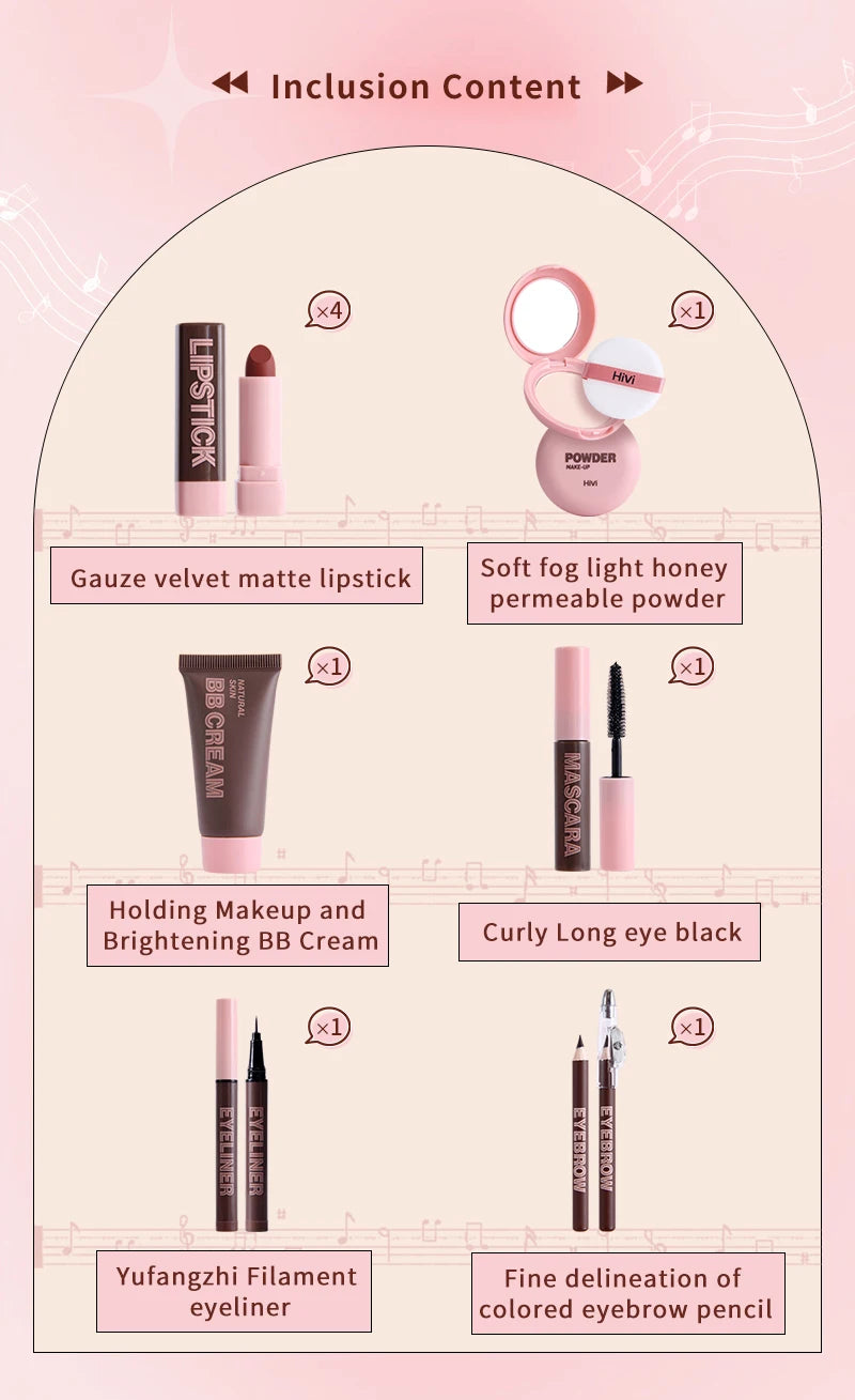 Professional All-in-One Makeup Gift Set - Lipsticks, BB Cream & Essentials - 8