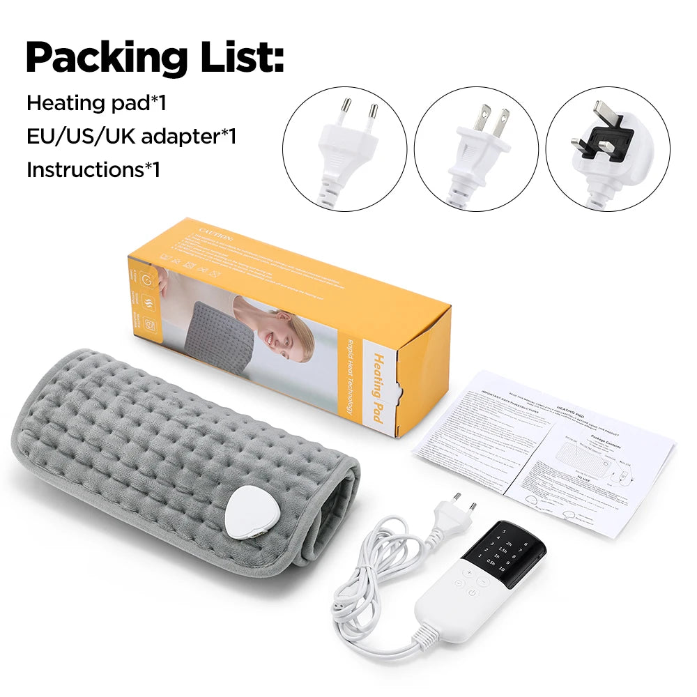 Electric Heating Pad for Pain Relief - 10 Heat Settings & 4 Timer Modes, 30x60cm - 21