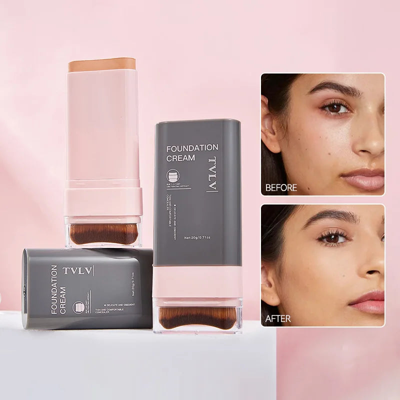 TVLV Concealing Foundation Stick - Waterproof Cream Foundation with Brush - 1