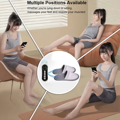 EMS Foot Massager Slippers with Remote - Electric Pulse Therapy Shoes