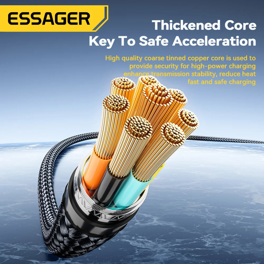 Essager 240W USB-C to USB-C Fast Charging Cable with LED Power Display - 5