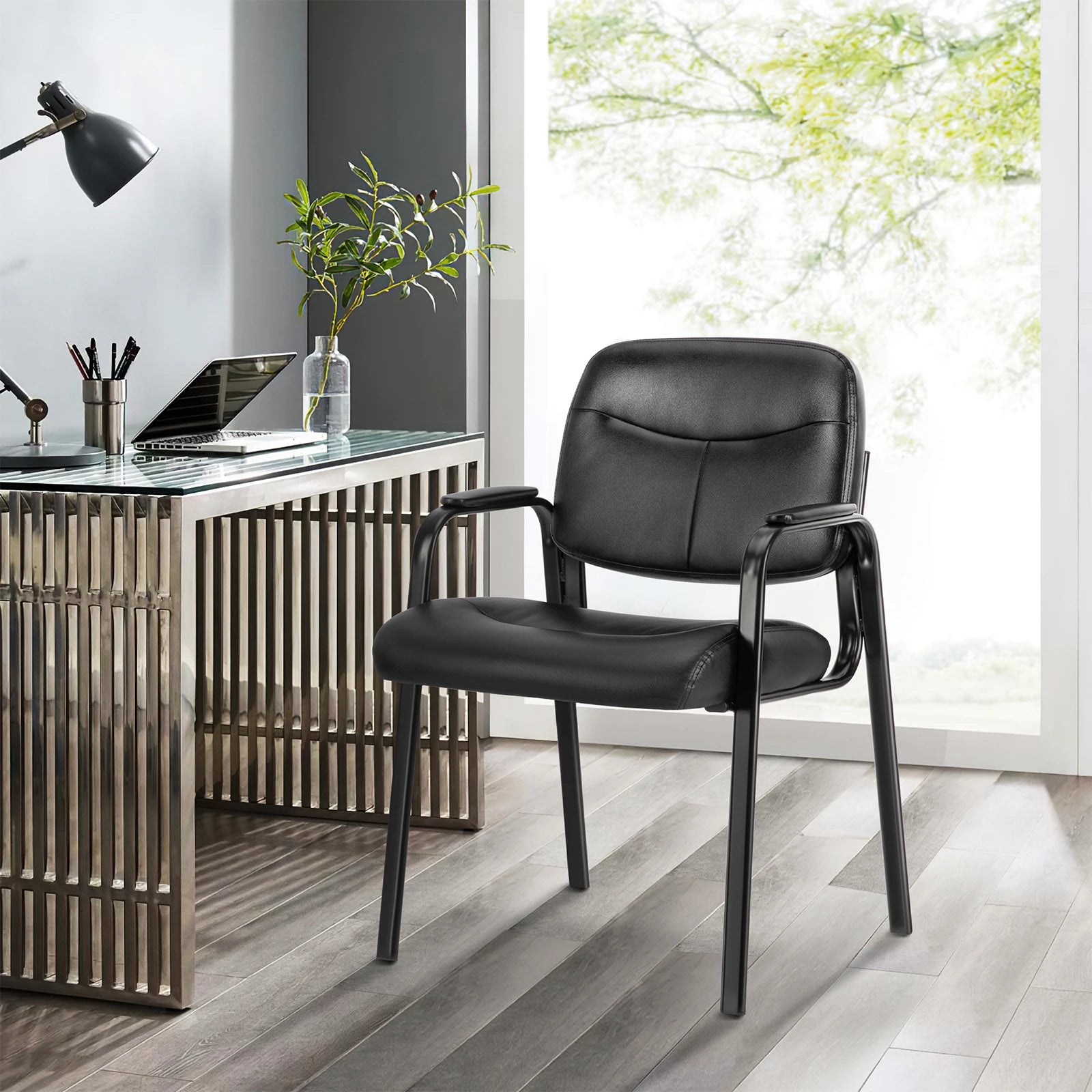Modern PU Leather Office Guest Chair - Ergonomic Waiting Room Seating - 1