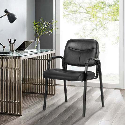 Modern PU Leather Office Guest Chair - Ergonomic Waiting Room Seating