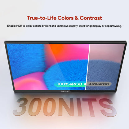 18.5" Touchscreen Portable Monitor 1080P IPS HDR Ultra-Slim Display