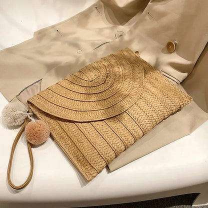 Luxury Woven Straw Beach Clutch