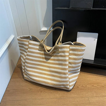 Luxury Casual Striped Canvas Tote